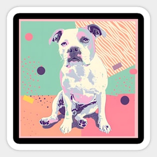 70s American Staffordshire Terrier Vibes: Pastel Pup Parade Sticker